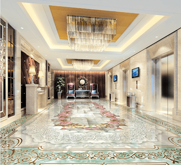 3D Flowers Circle Floor Mural Wallpaper AJ Wallpaper 2