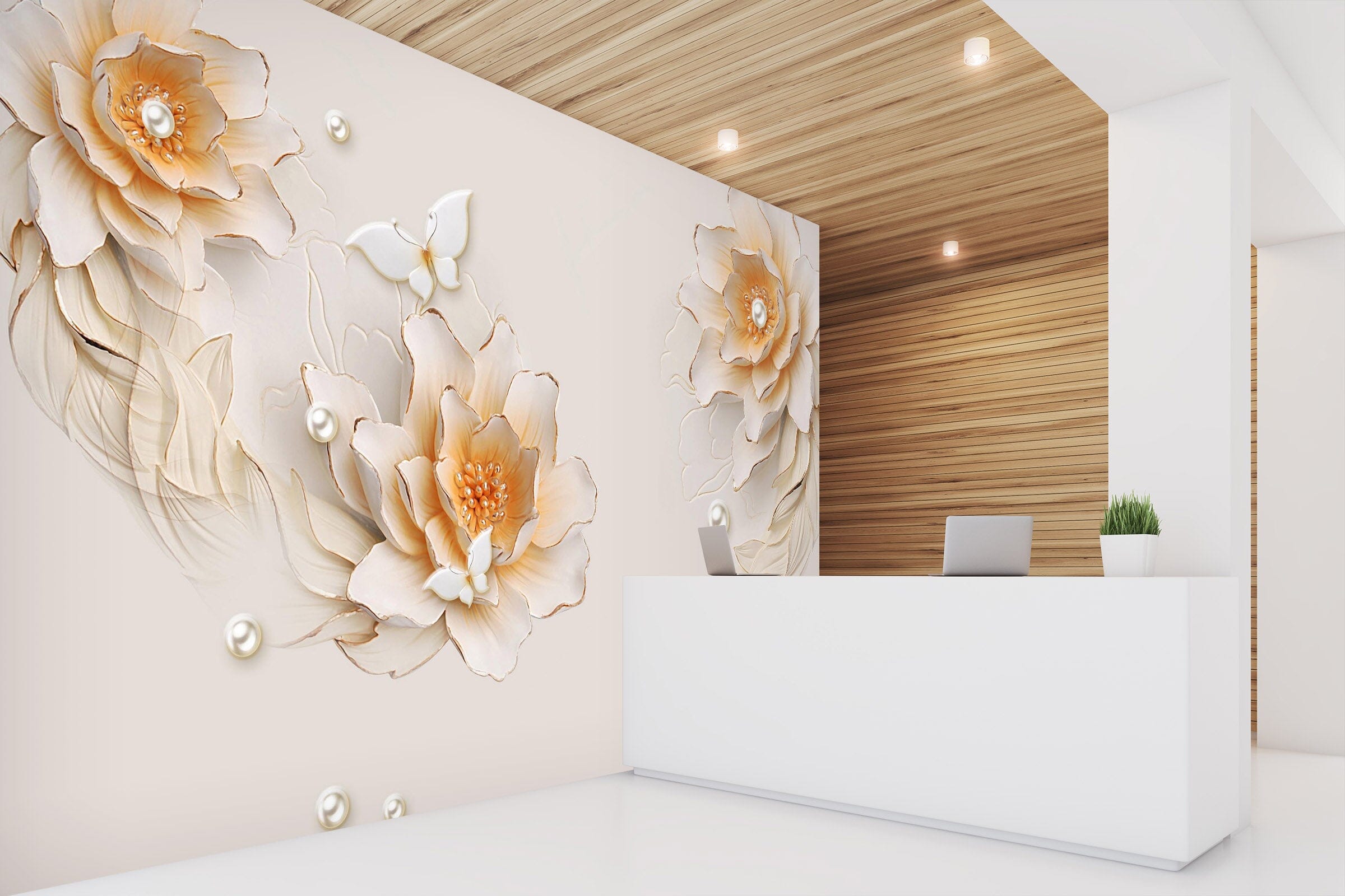 3D White Flowers 1464 Wall Murals Wallpaper AJ Wallpaper 2
