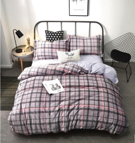 3D Grey-Purple Check Pattern 20172 Bed Pillowcases Quilt