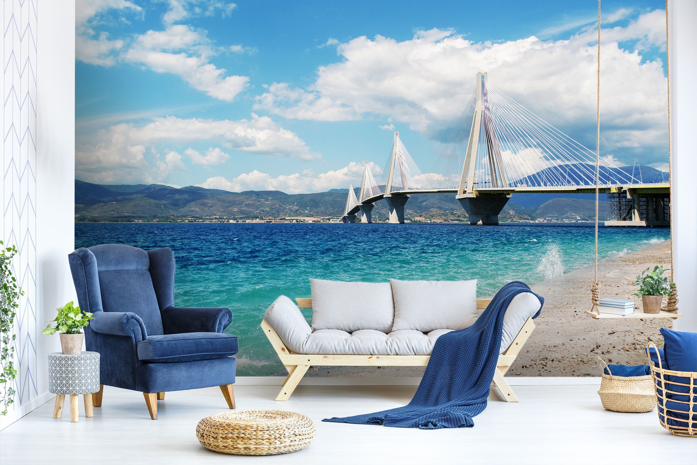 3D Beach Blue Sky Bridge 665 Wallpaper AJ Wallpaper
