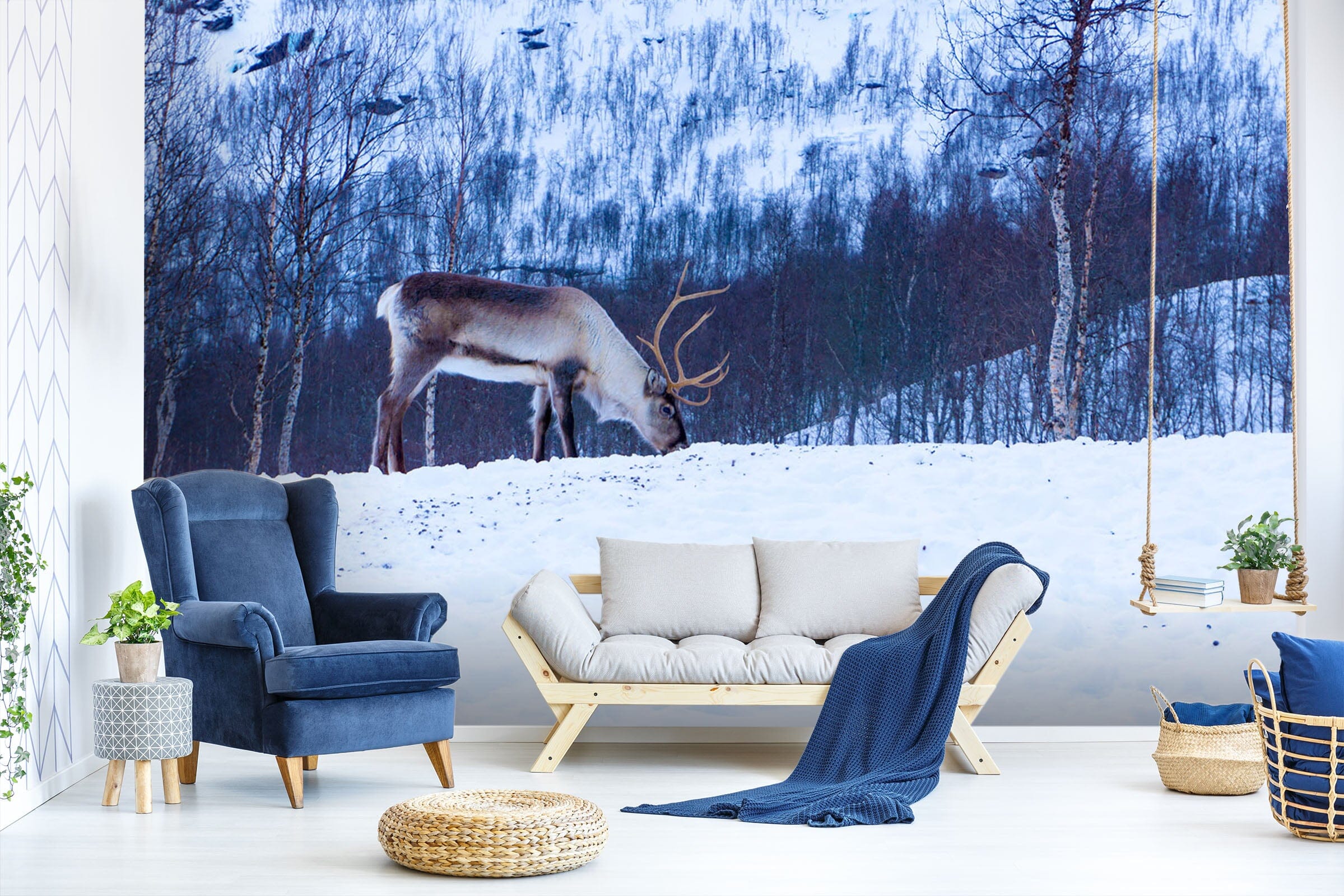 3D Snow Deer 221 Wall Murals Wallpaper AJ Wallpaper 2