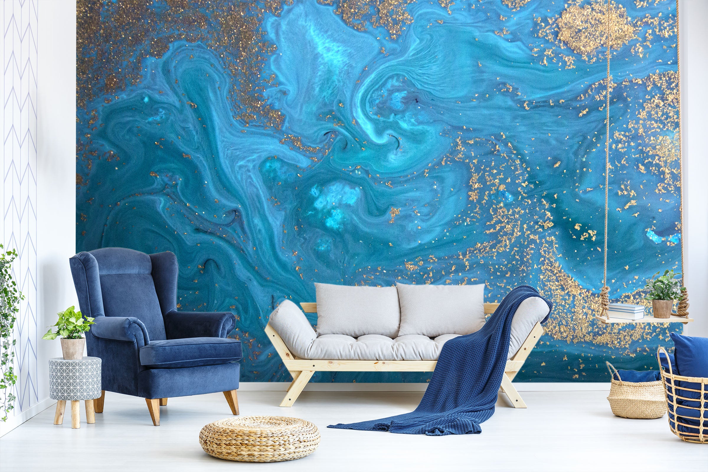 3D Blue Marbling Texture 035 Wall Murals