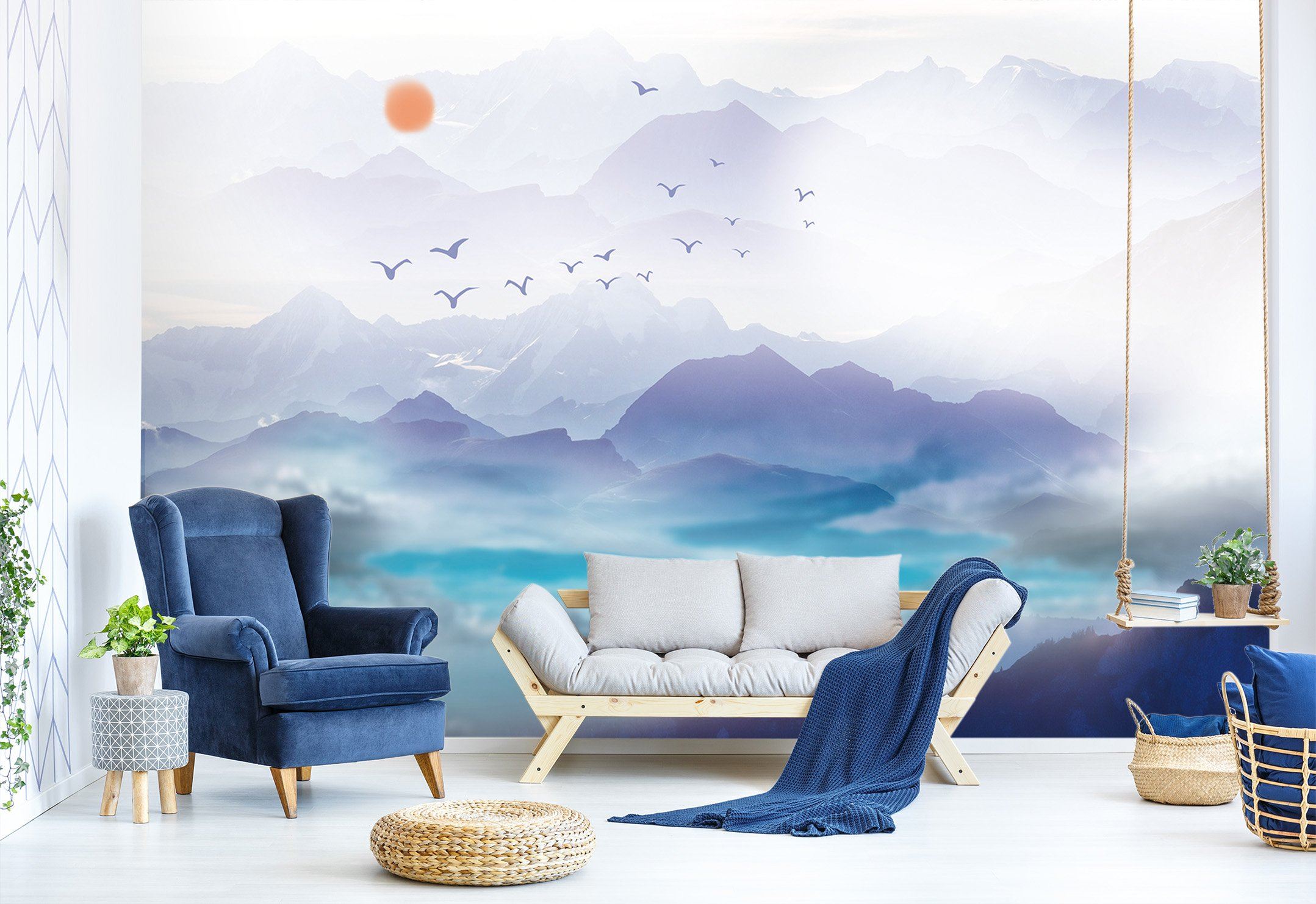 3D Foggy Mountain Sun 503 Wallpaper AJ Wallpaper 2