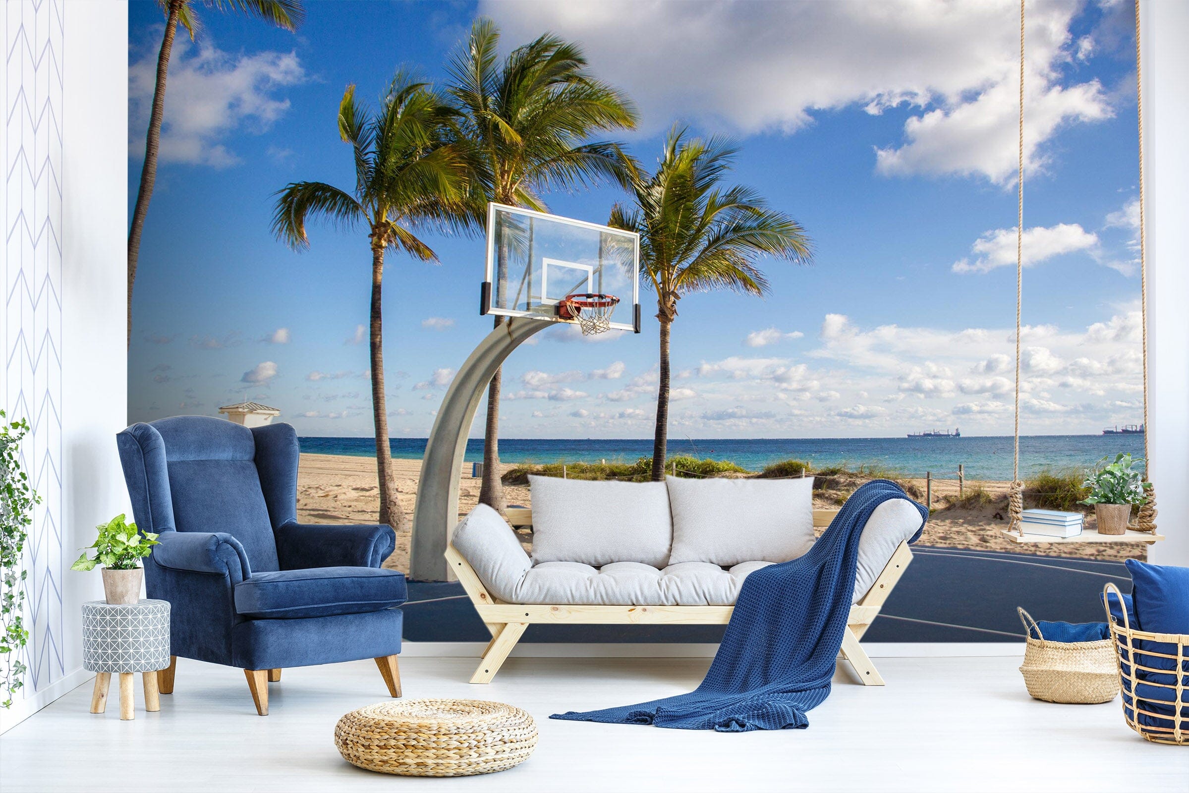 3D Coconut Tree Beach 1494 Wall Murals Wallpaper AJ Wallpaper 2