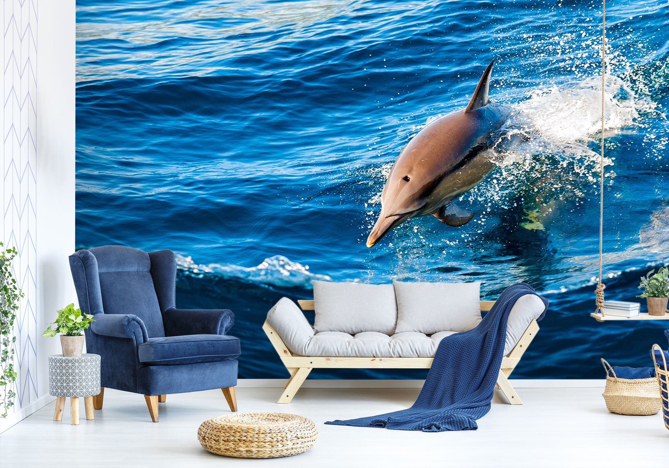 3D Cute Dolphin 113 Wall Murals Wallpaper AJ Wallpaper 2
