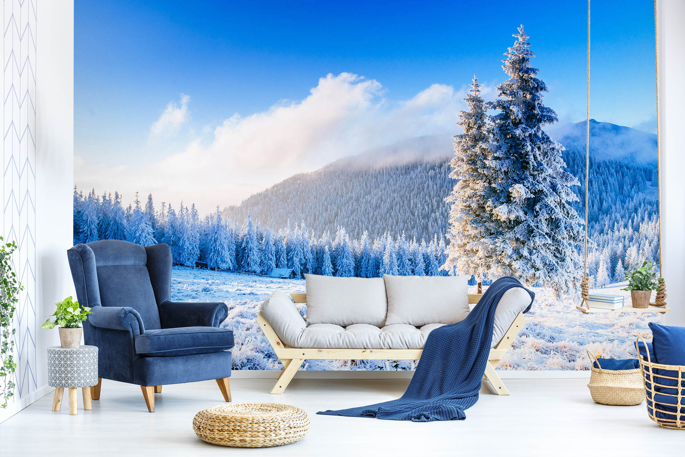 3D Snow Mountain Tree 58044 Wall Murals