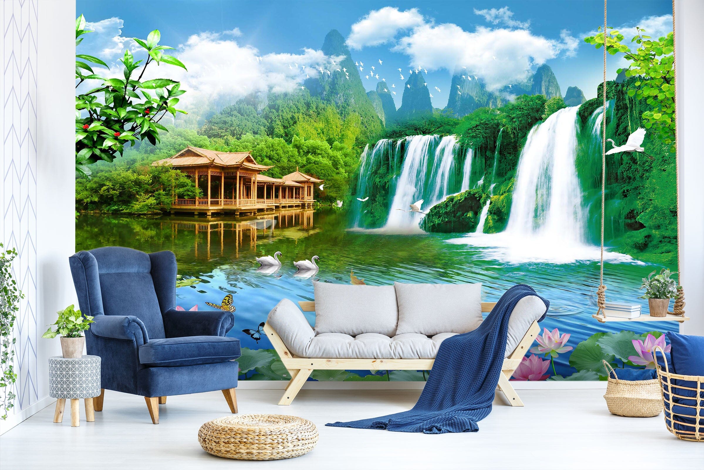 3D Running Water1424 Wall Murals Wallpaper AJ Wallpaper 2