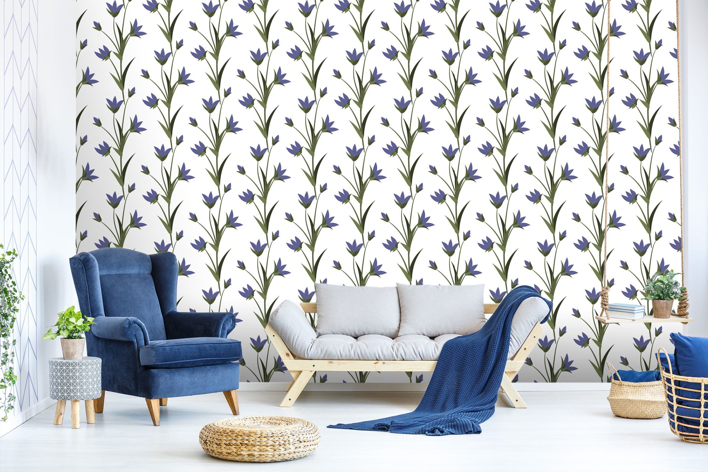 3D Blue Flower Leaf 545 Wallpaper AJ Wallpaper