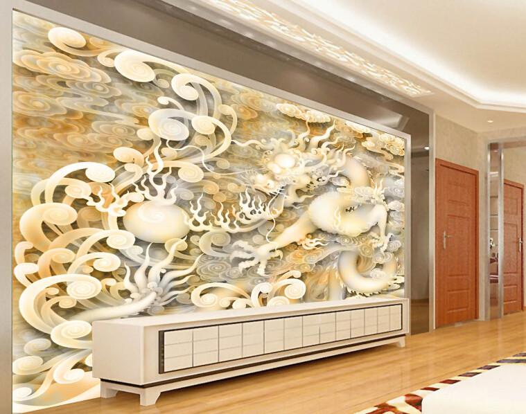 3D Jade Carving Dragon Cloud Wallpaper AJ Wallpaper 1