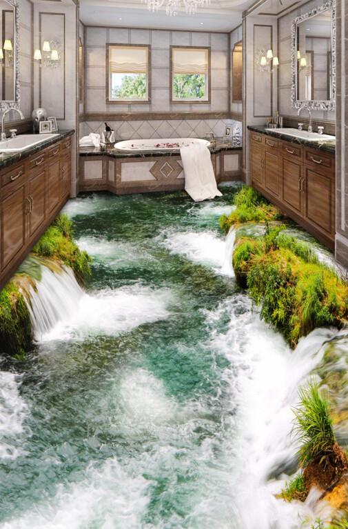 3D Rivers Floor Mural Wallpaper AJ Wallpaper 2