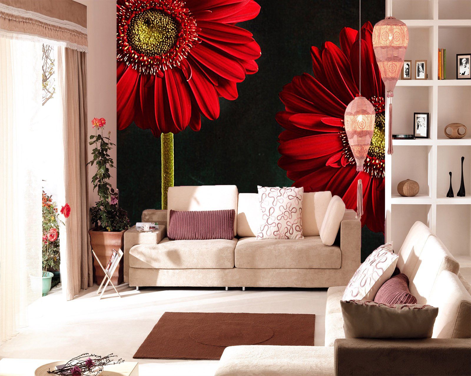 Grace Red Chrysanthemums Wallpaper AJ Wallpaper