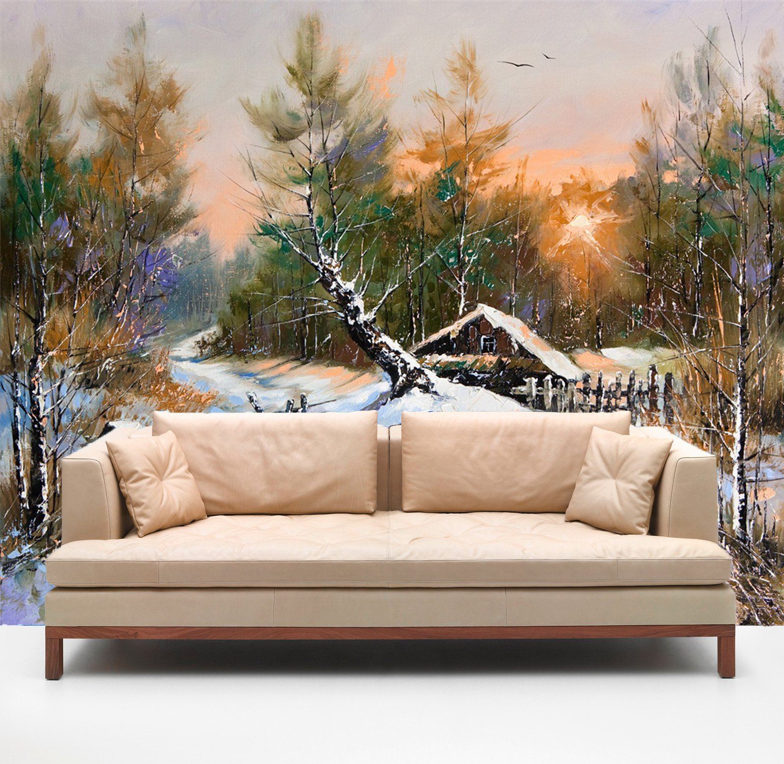 Sunset Snow Forest 552 Wallpaper AJ Wallpaper