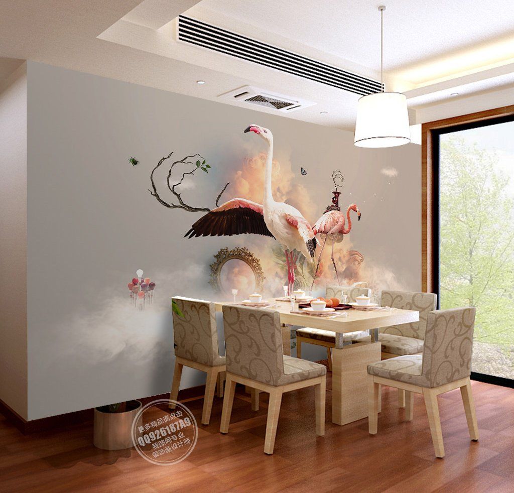 3D Flamingo 429 Wall Murals Wallpaper AJ Wallpaper 2