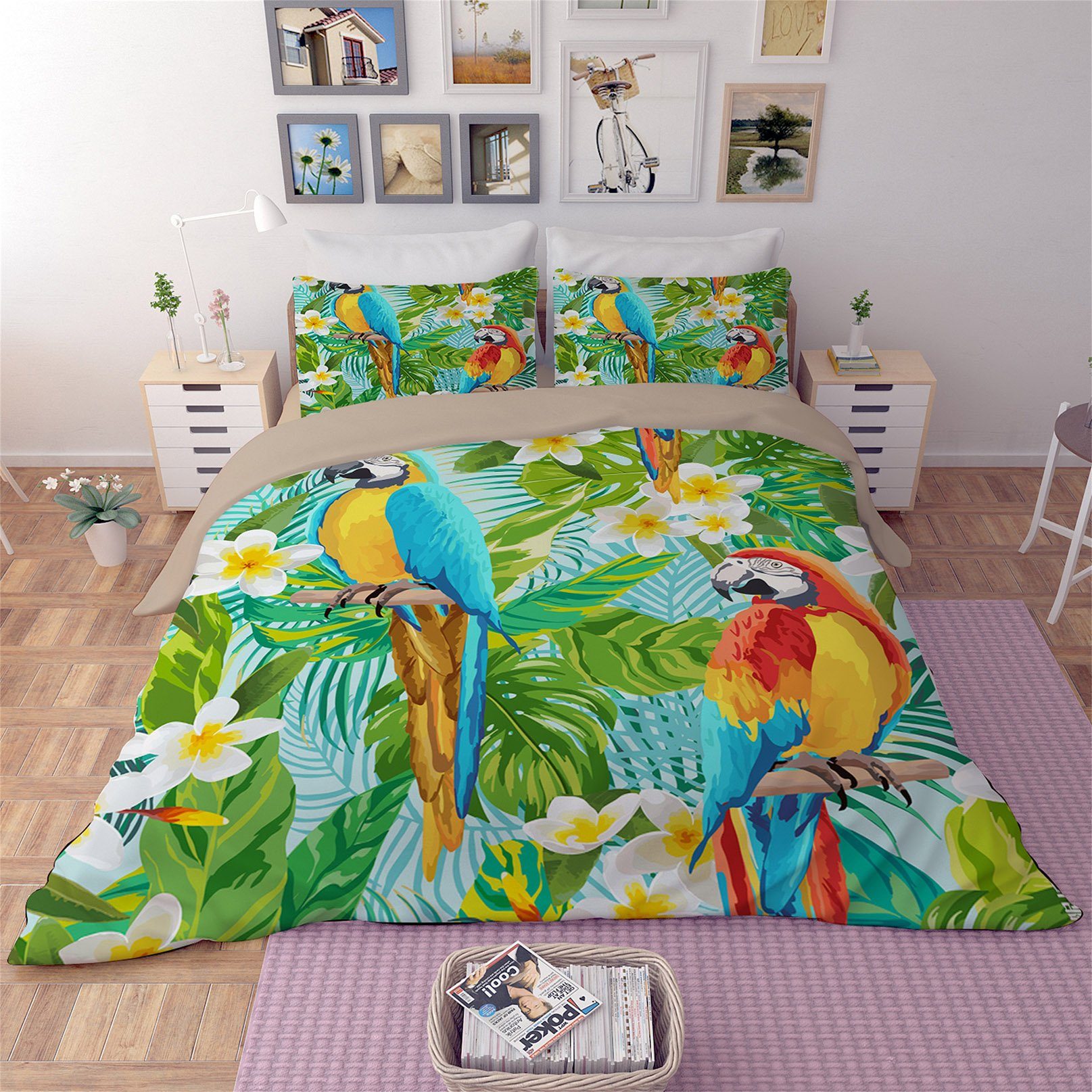3D Parrot Tongue Colory 96 Bed Pillowcases Quilt Wallpaper AJ Wallpaper