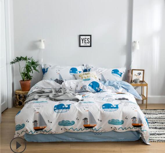 3D Cartoon Whale Boat 14084 Bed Pillowcases Quilt