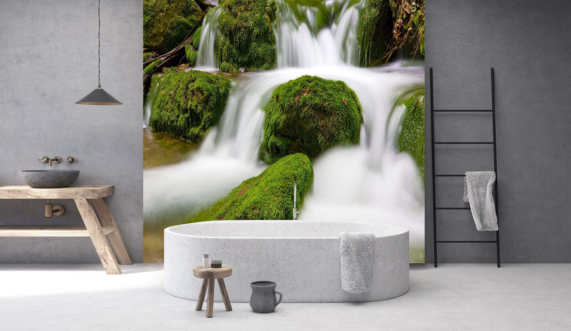 3D Waterfall Stone 1638 Wall Murals Wallpaper AJ Wallpaper 2