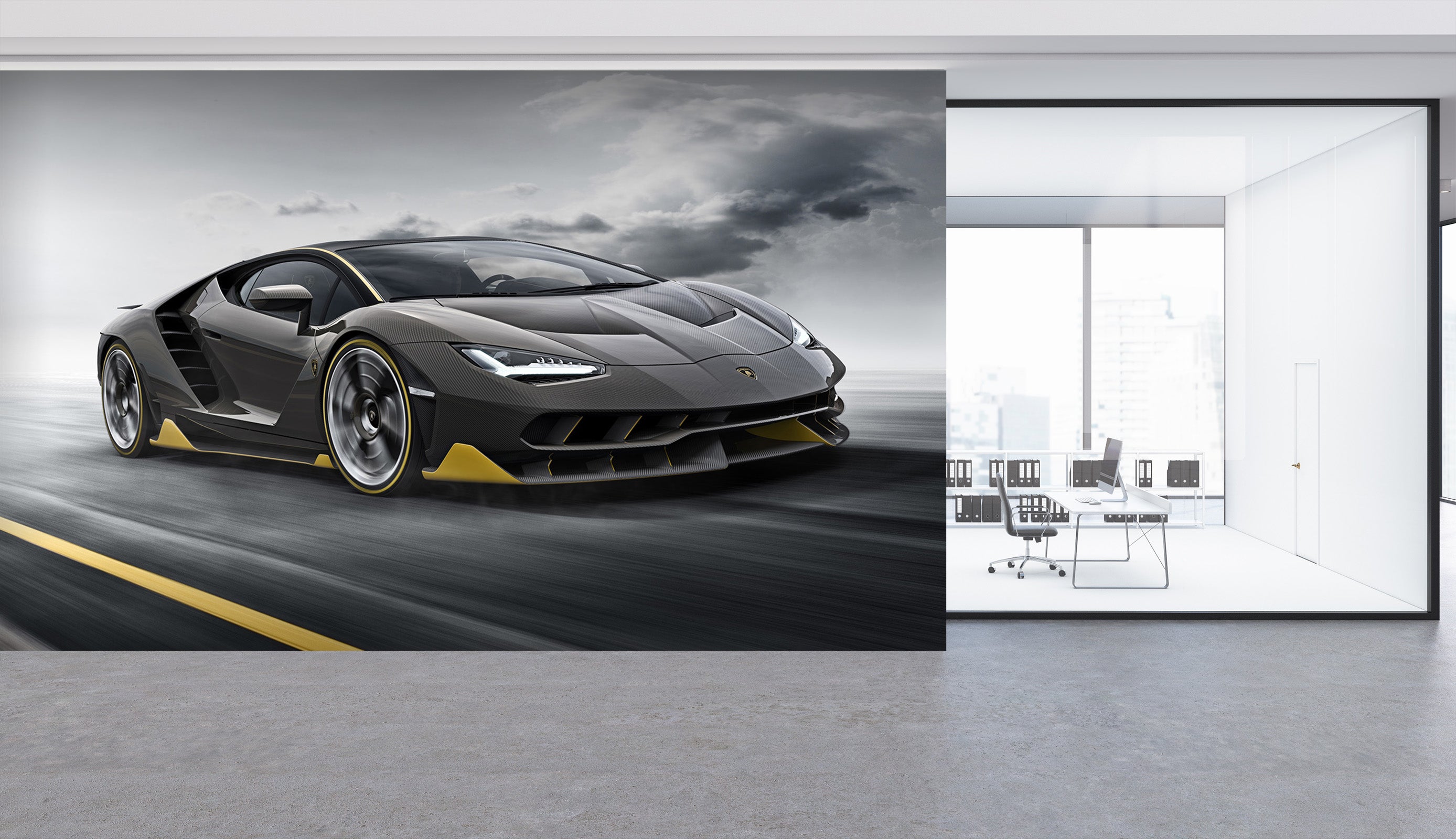 3D Black Sports Car 259 Vehicle Wall Murals