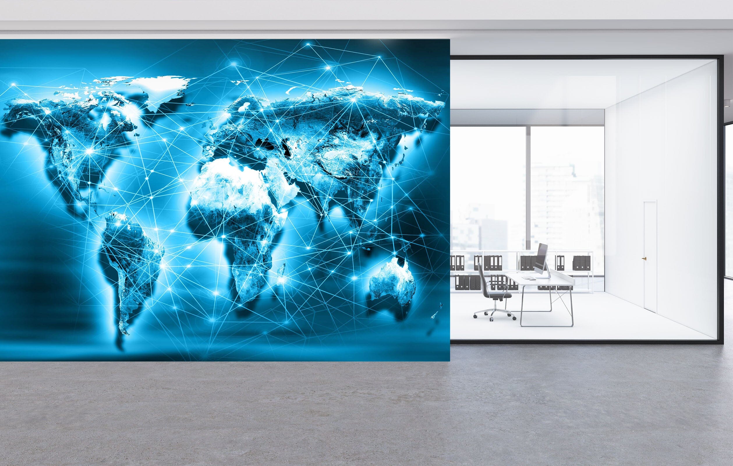 3D Blue Planet 2114 World Map Wall Murals Wallpaper AJ Wallpaper 2