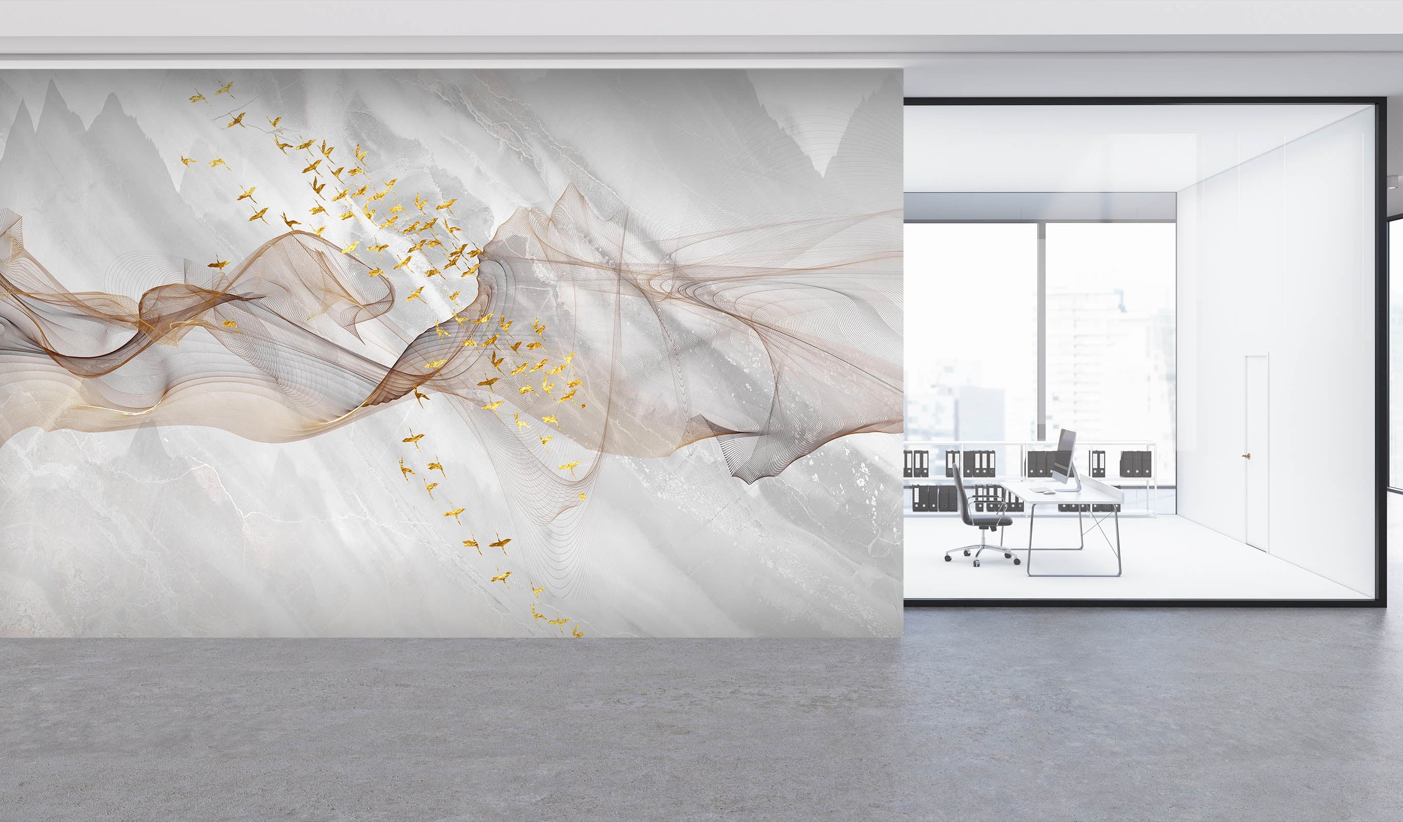 3D Marble Bird 004 Wall Murals
