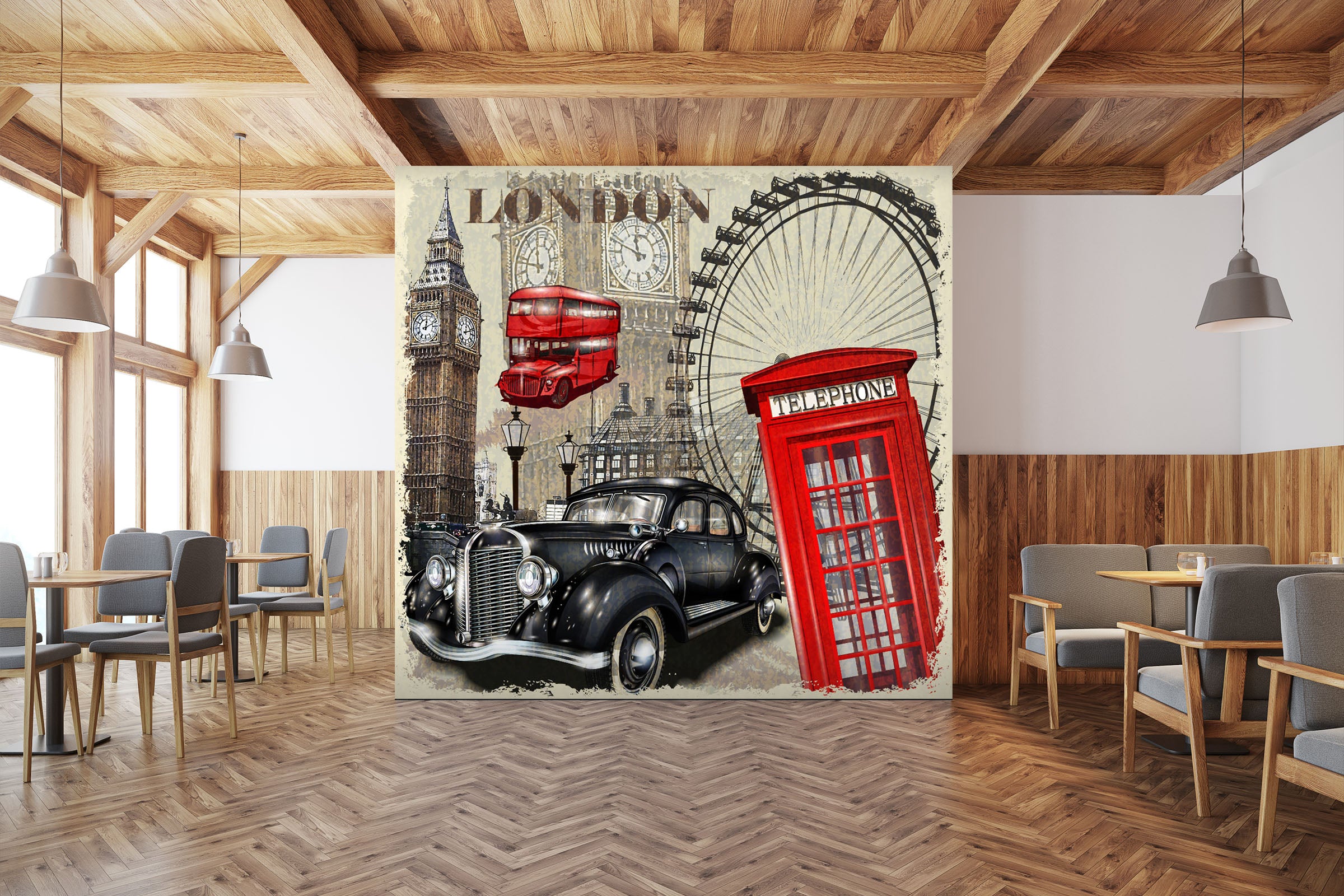 3D Ferris Wheel Car 314 Vehicle Wall Murals