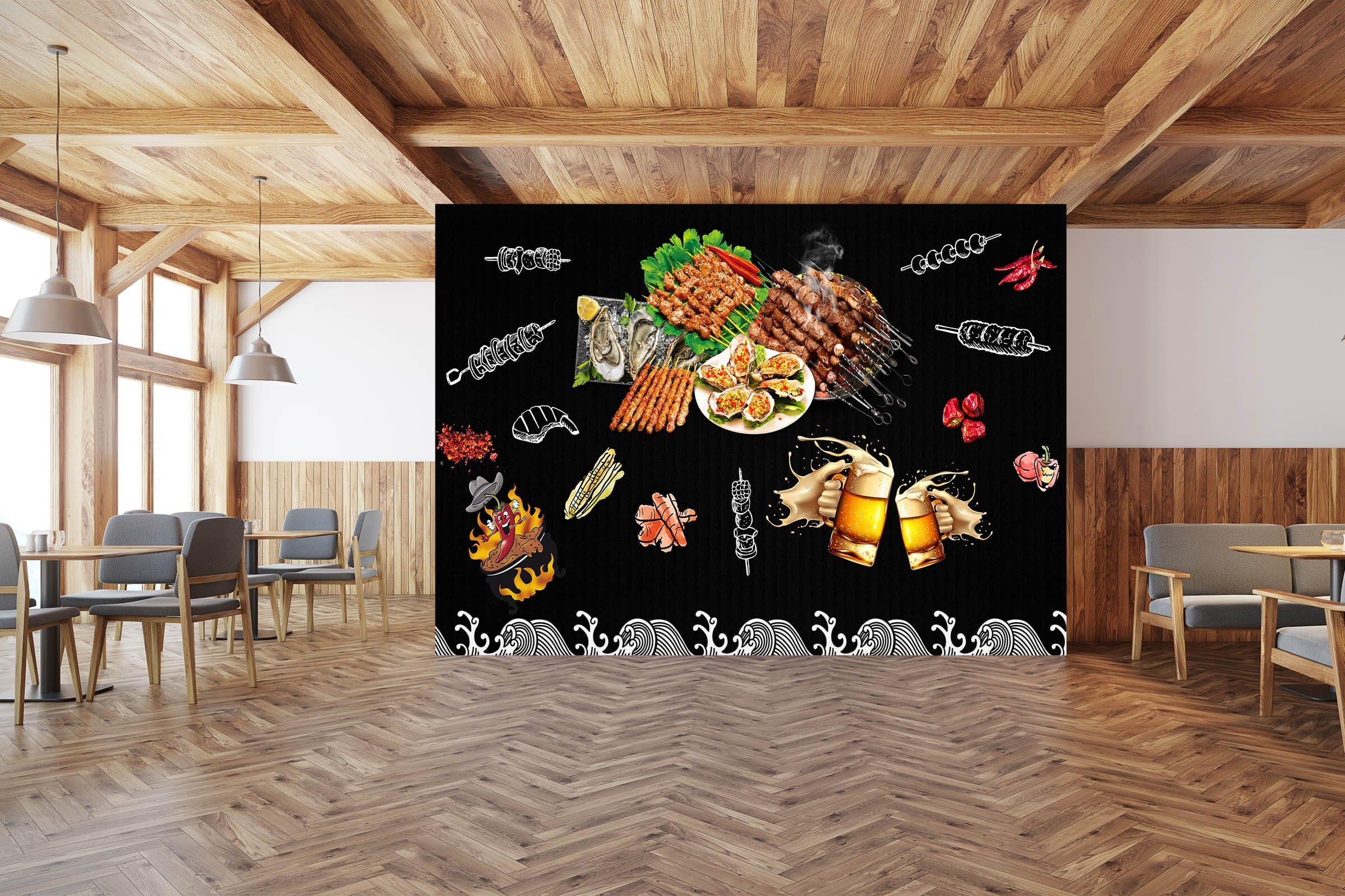 3D Barbecue Beer 3028 Wall Murals Wallpaper AJ Wallpaper 2