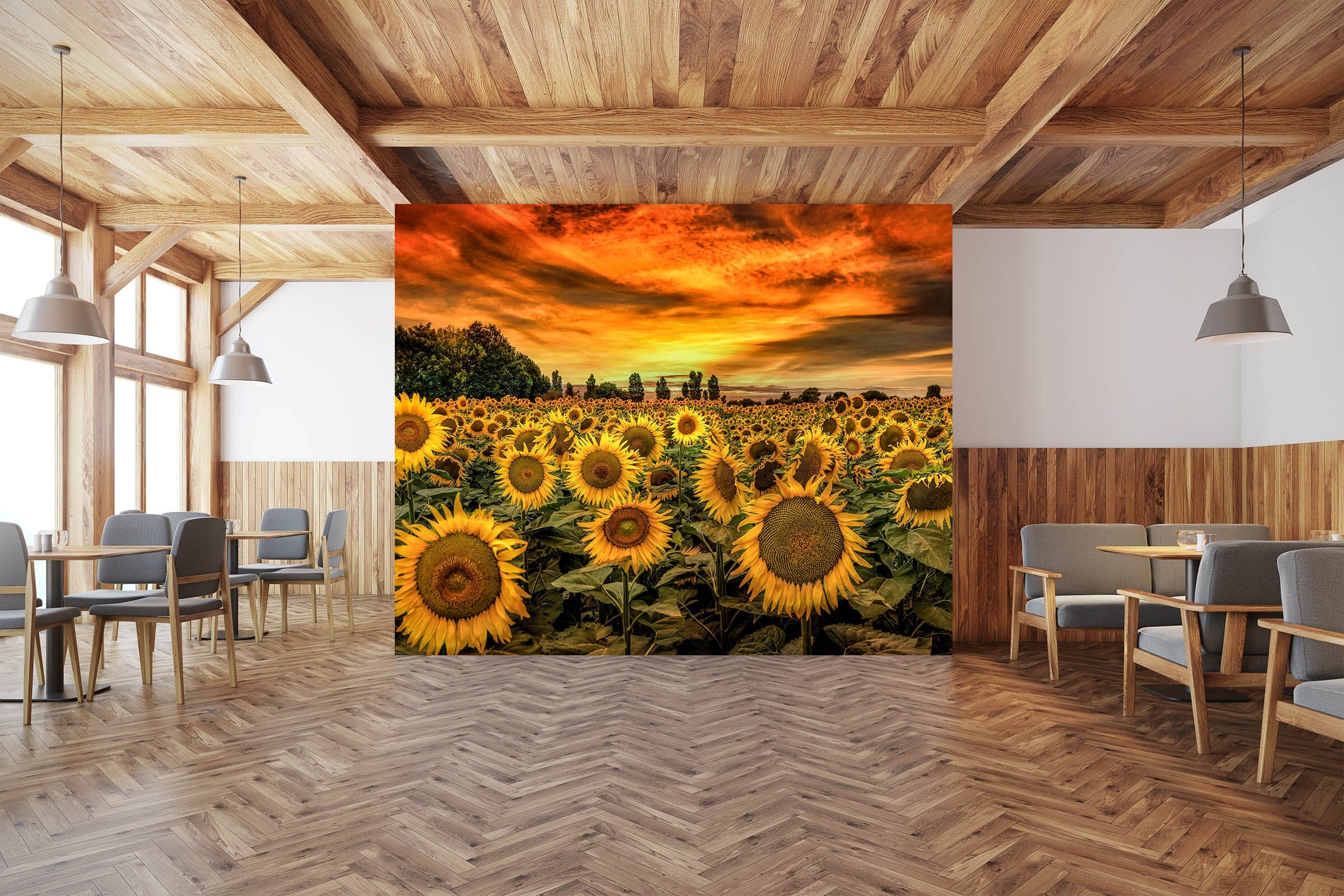 3D Sunflower Garden 1447 Marco Carmassi Wall Mural Wall Murals Wallpaper AJ Wallpaper 2