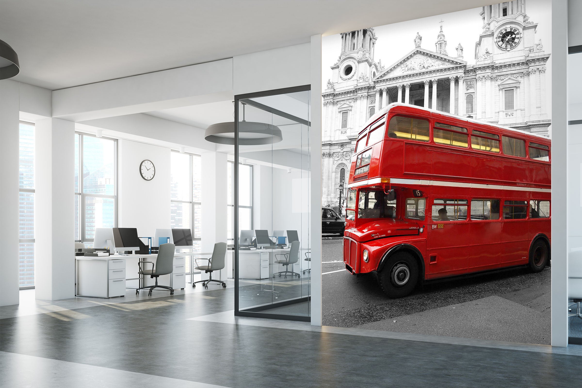 3D Double Decker Bus 443 Vehicle Wall Murals