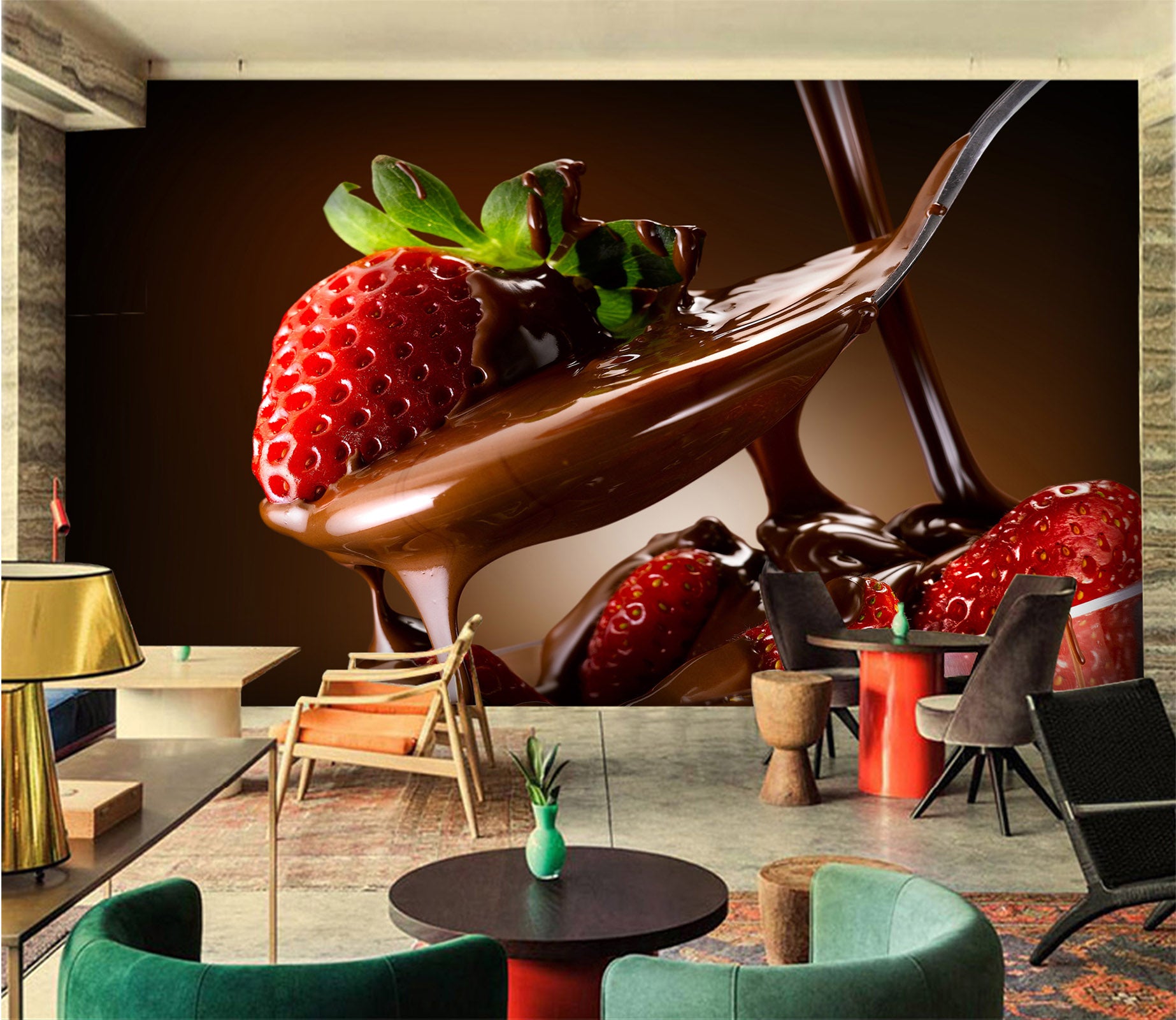 3D Strawberry Chocolate 014 Food Wall Murals Wallpaper AJ Wallpaper 2