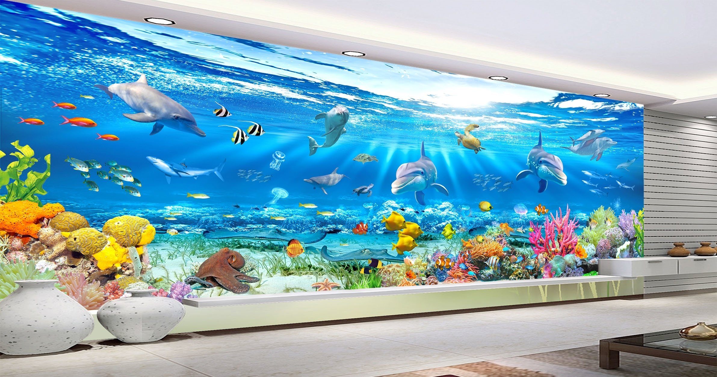 3D Dolphin Fish School 308 Wallpaper AJ Wallpaper