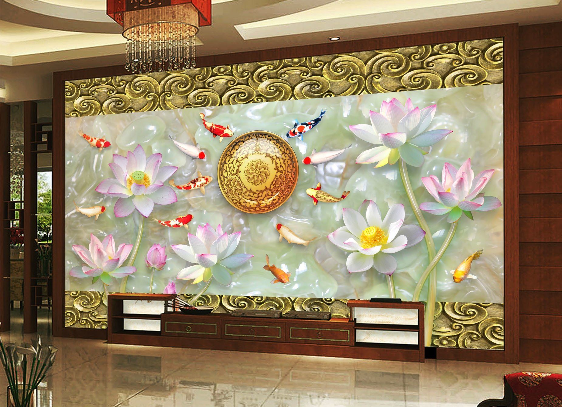 3D Lotus Bloom 309 Wallpaper AJ Wallpaper