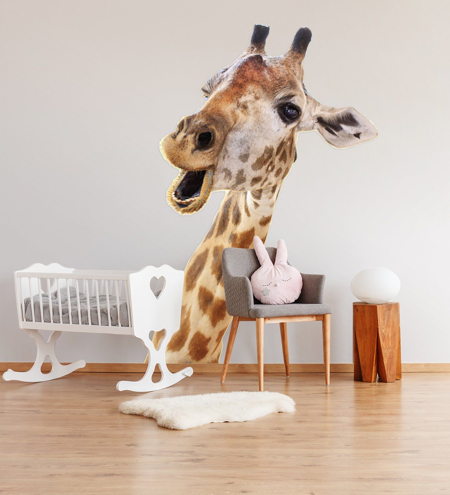 3D Giraffe Open Mouth 157 Animals Wall Stickers Wallpaper AJ Wallpaper