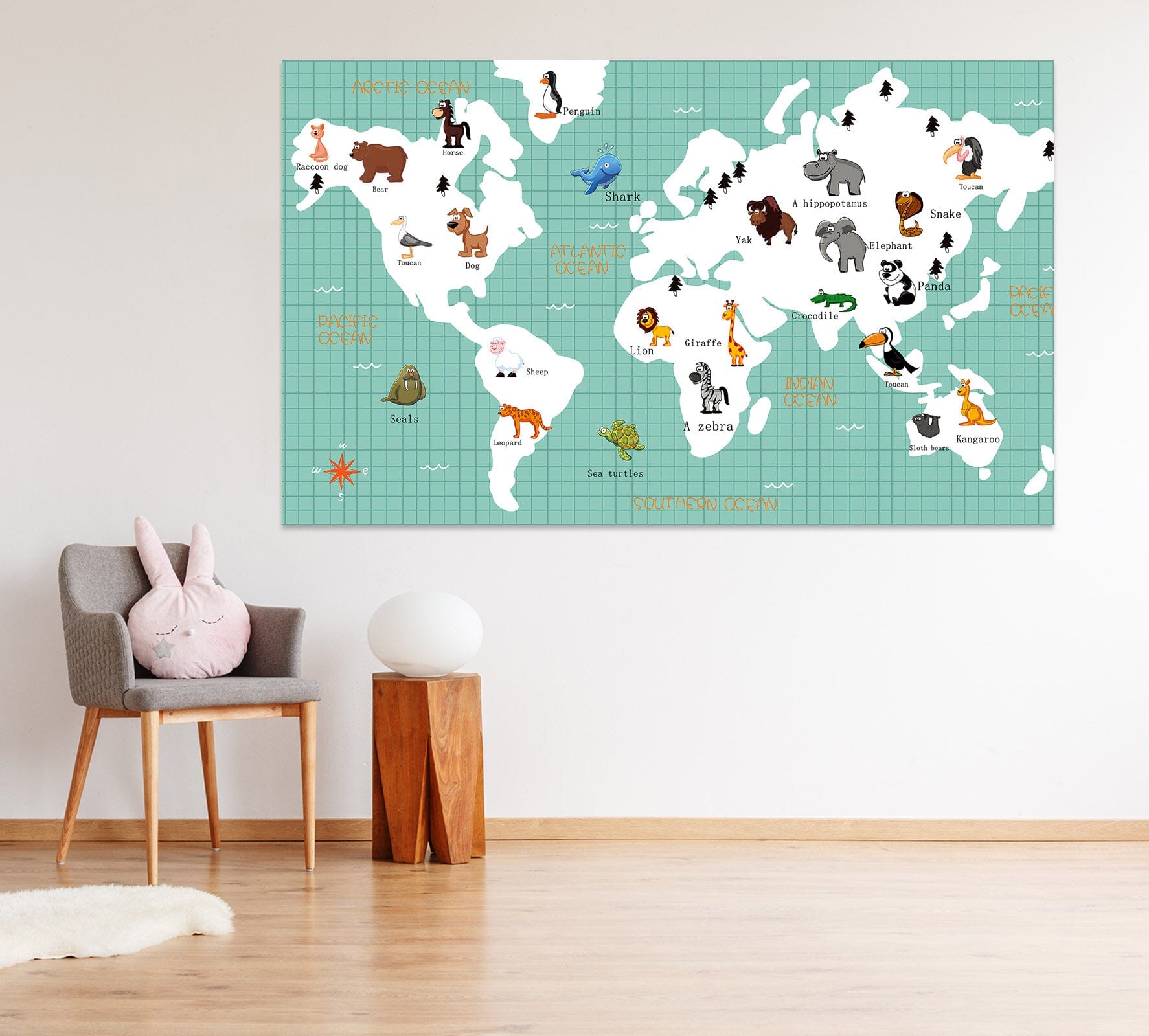 3D Animal Picture 114 World Map Wall Sticker Wallpaper AJ Wallpaper 2