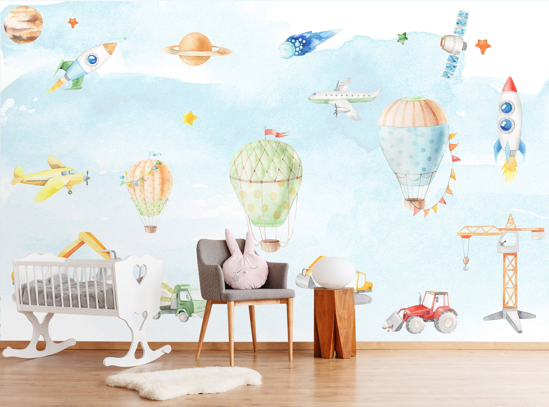 3D Cartoon Rocket Plane 006 Wall Murals Wallpaper AJ Wallpaper 2