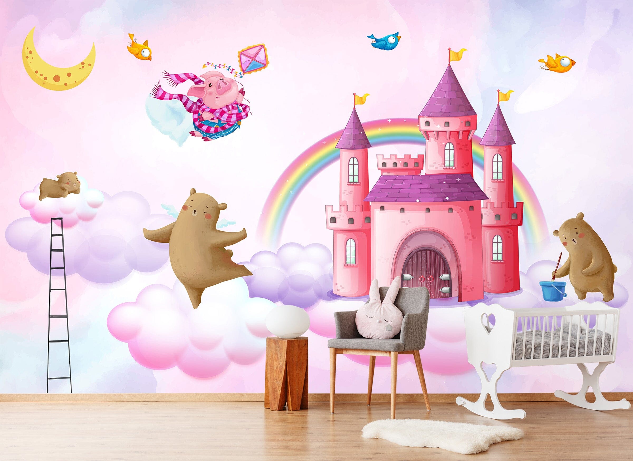 3D Rainbow Castle 1644 Wall Murals Wallpaper AJ Wallpaper 2