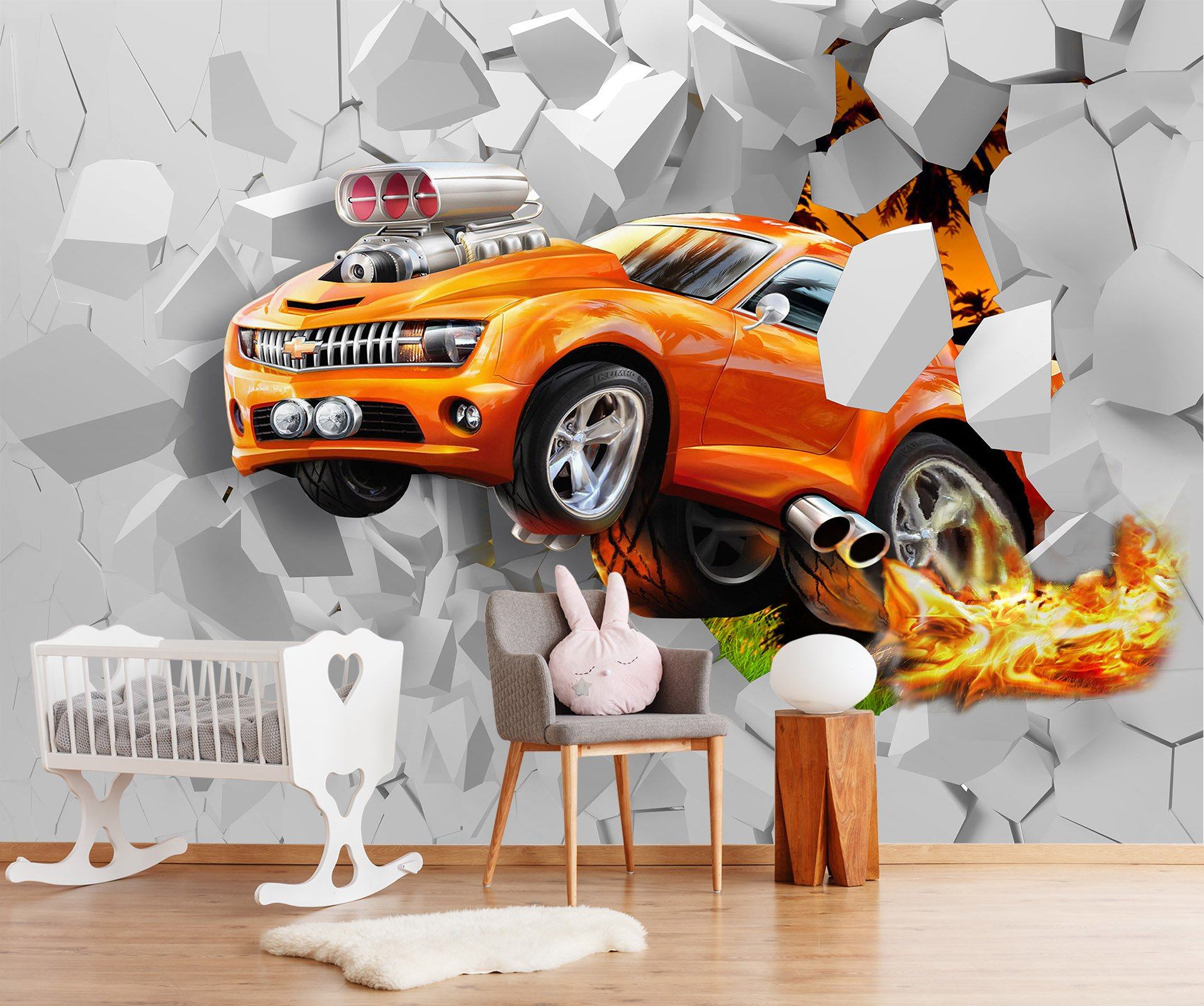 3D Car Background Wall 001 Wall Murals Wallpaper AJ Wallpaper 2