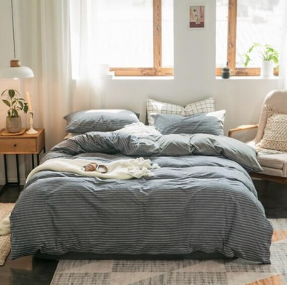 3D Dark Gray Pinstripe 50134 Bed Pillowcases Quilt