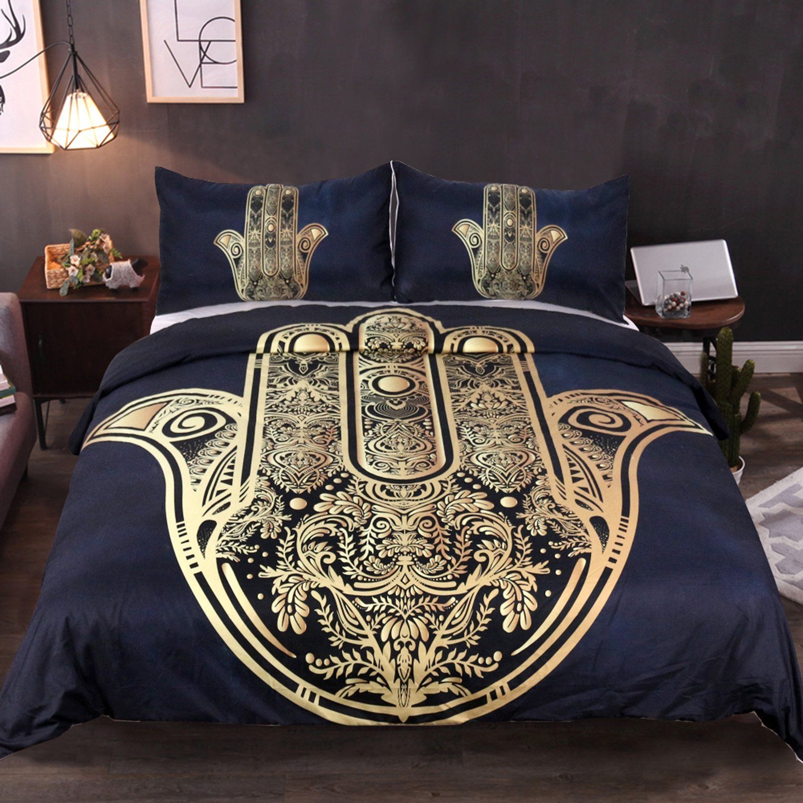 3D Gold Palm 195 Bed Pillowcases Quilt Wallpaper AJ Wallpaper