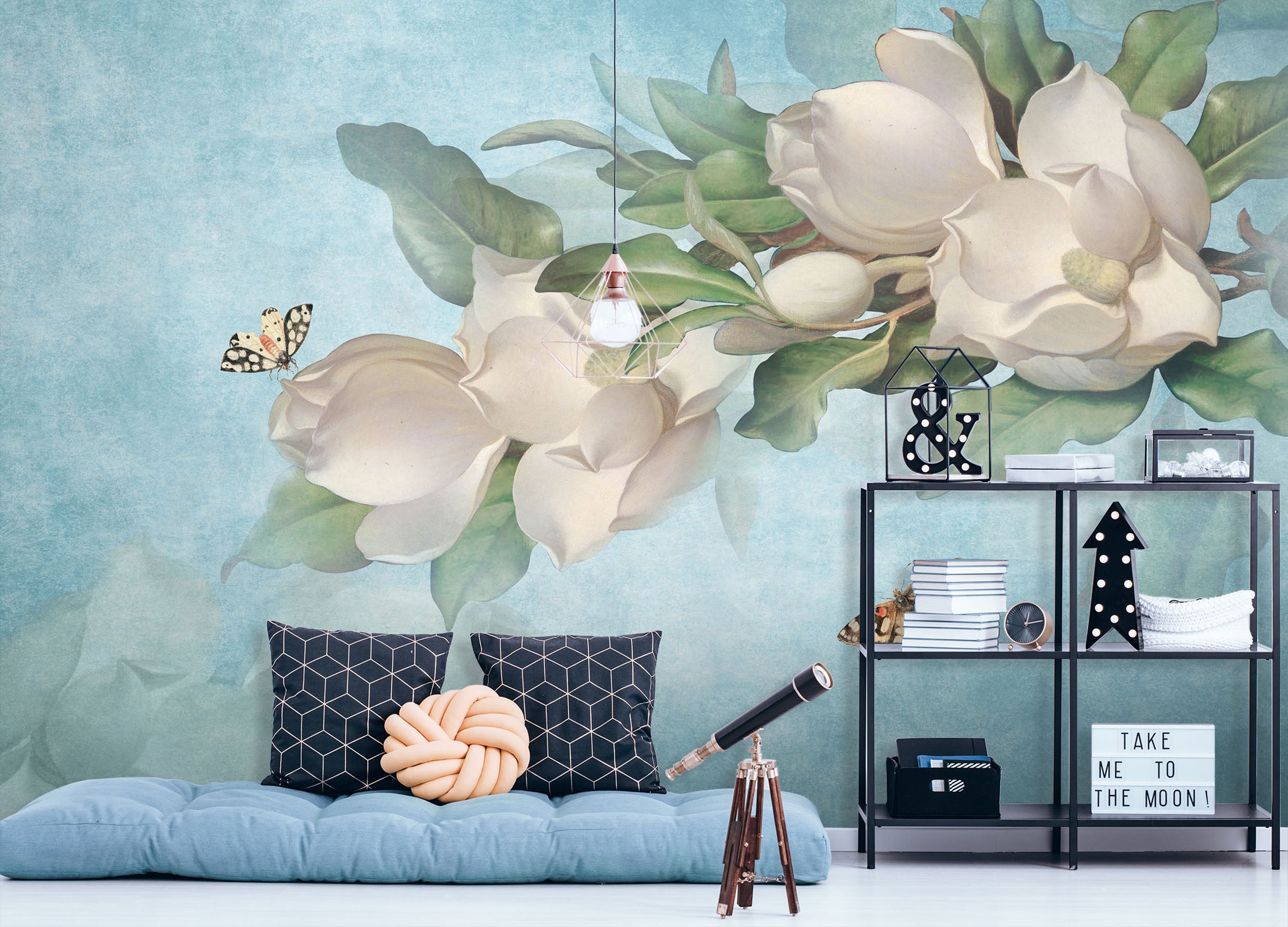 3D Butterfly White Flower 1042 Wall Murals