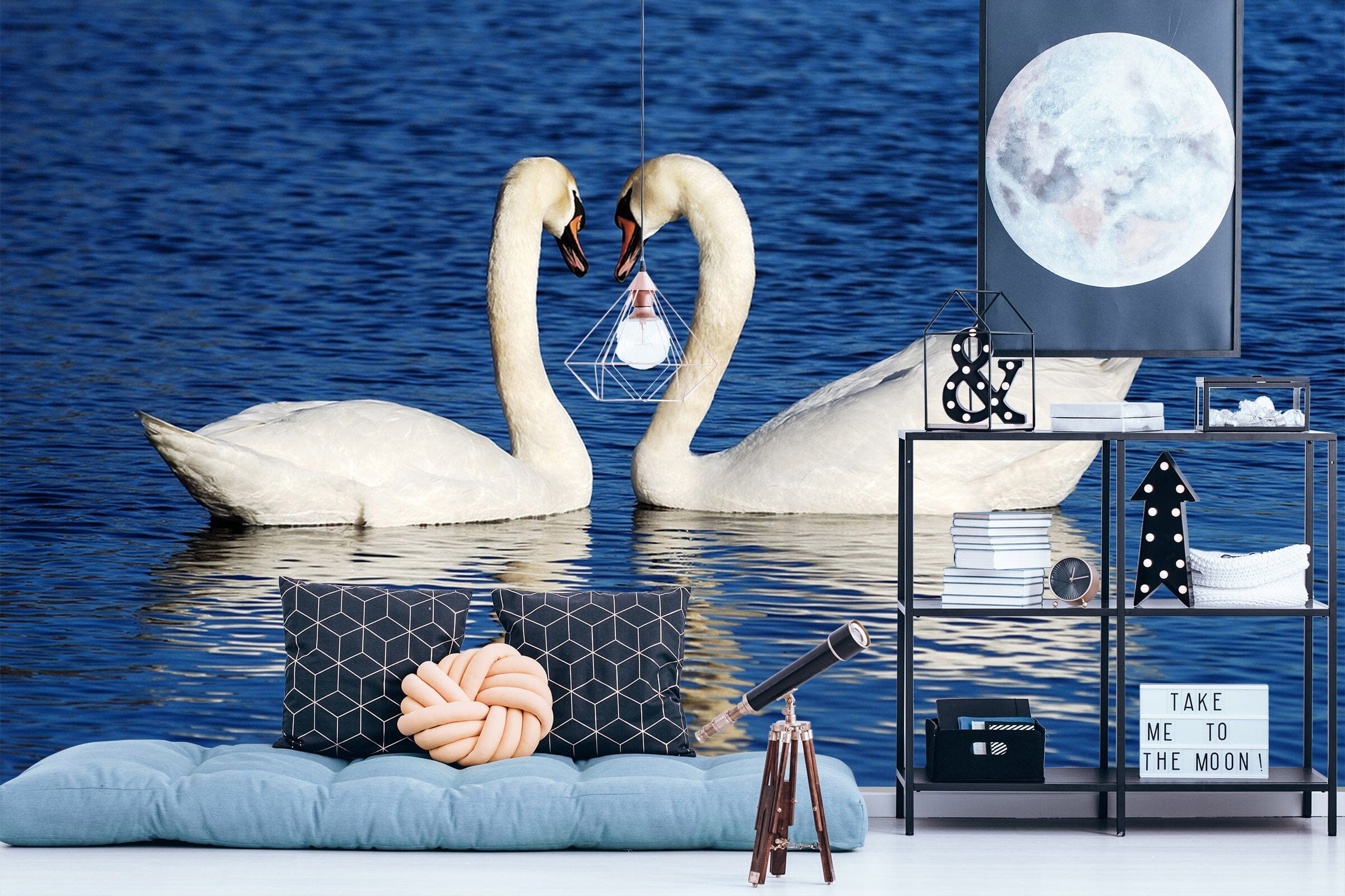3D Swan Heart 346 Wall Murals Wallpaper AJ Wallpaper 2