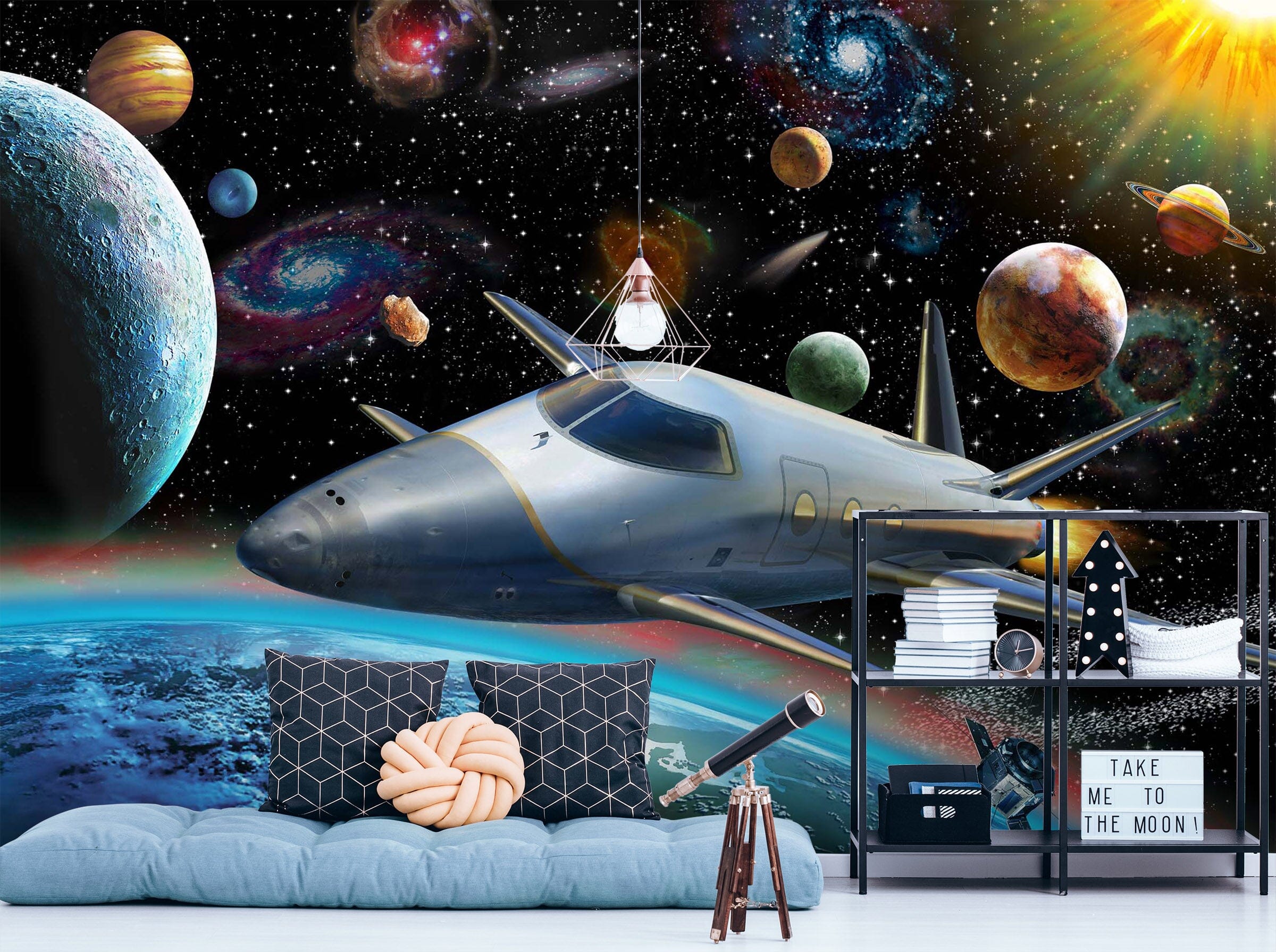 3D Planet Spaceship 1420 Adrian Chesterman Wall Mural Wall Murals Wallpaper AJ Wallpaper 2