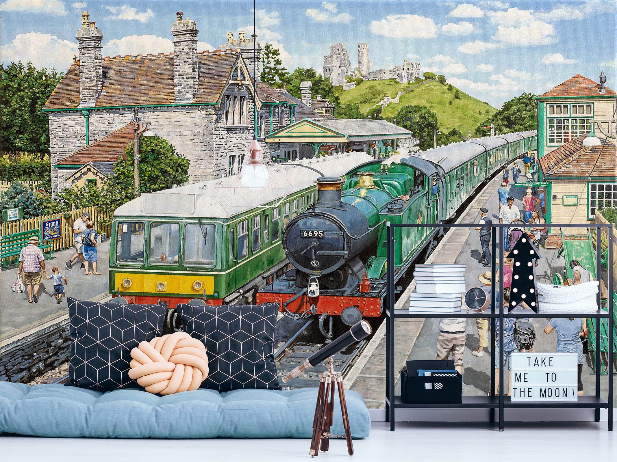 3D Corfe Castle Station 1015 Trevor Mitchell Wall Mural Wall Murals Wallpaper AJ Wallpaper 2