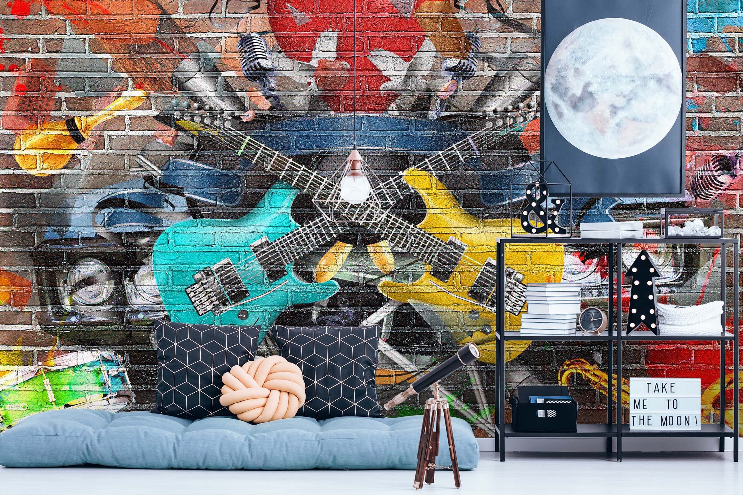3D Hand Drawn Doodle Guitar 037 Wall Murals Wallpaper AJ Wallpaper 2