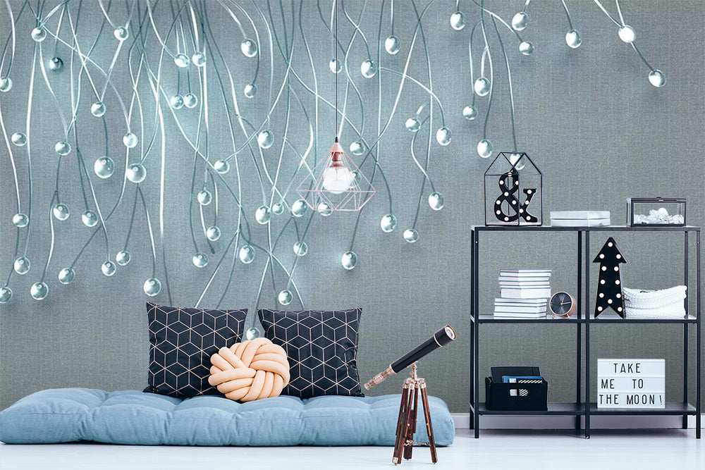 3D Blue Beads WC630 Wall Murals