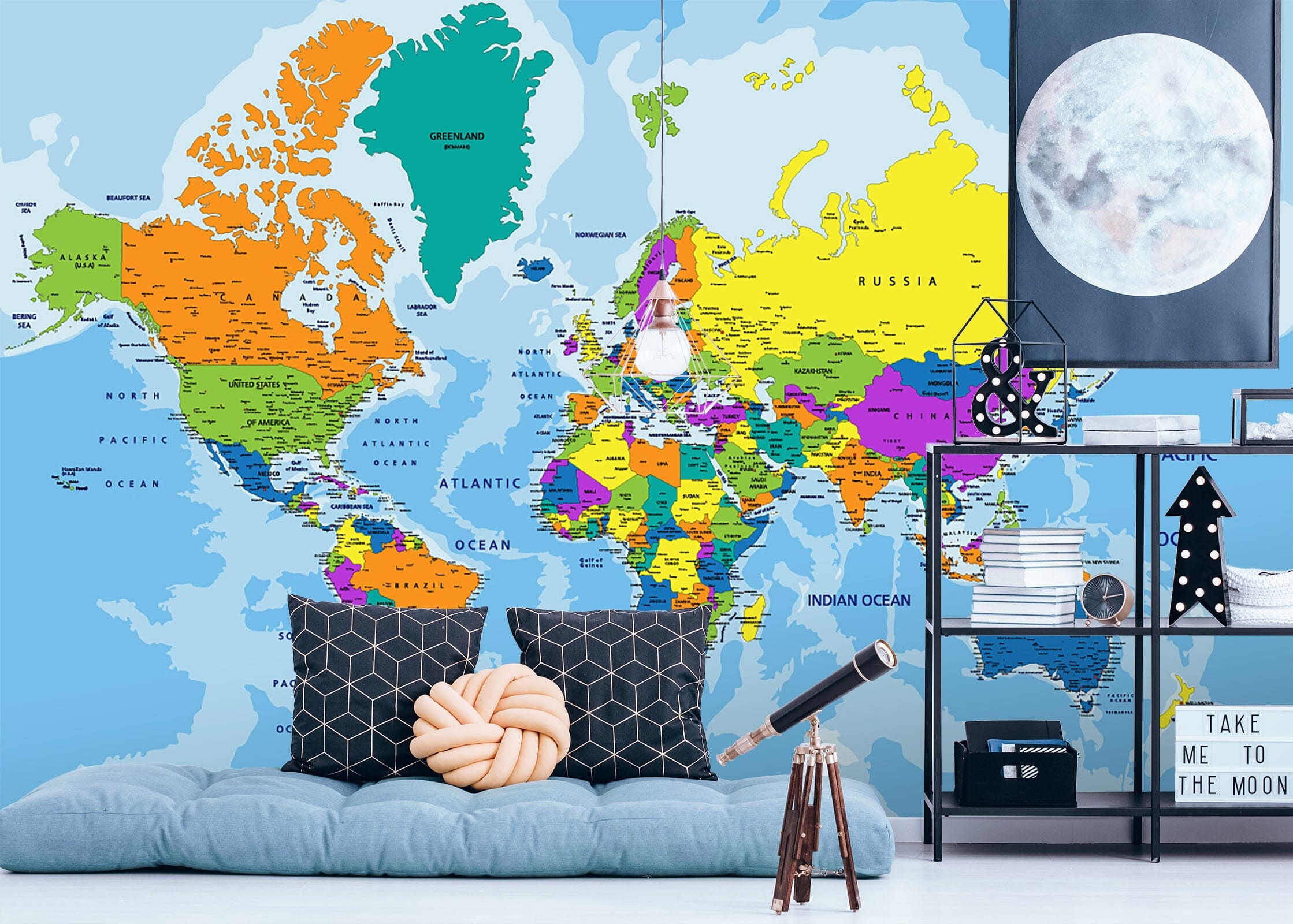 3D Color World Map 126 Wall Murals Wallpaper AJ Wallpaper 2