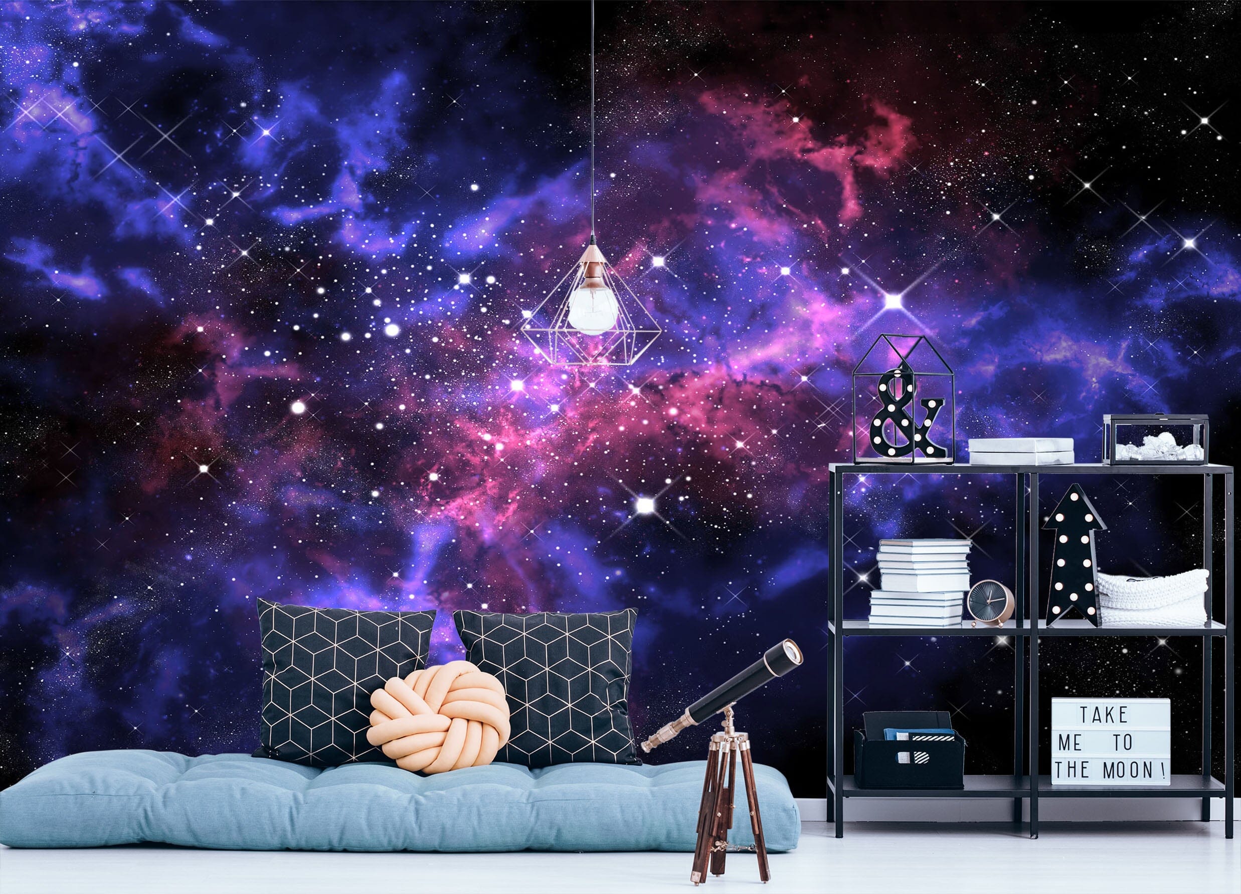 3D Purple Stars 1111 Wall Murals Wallpaper AJ Wallpaper 2