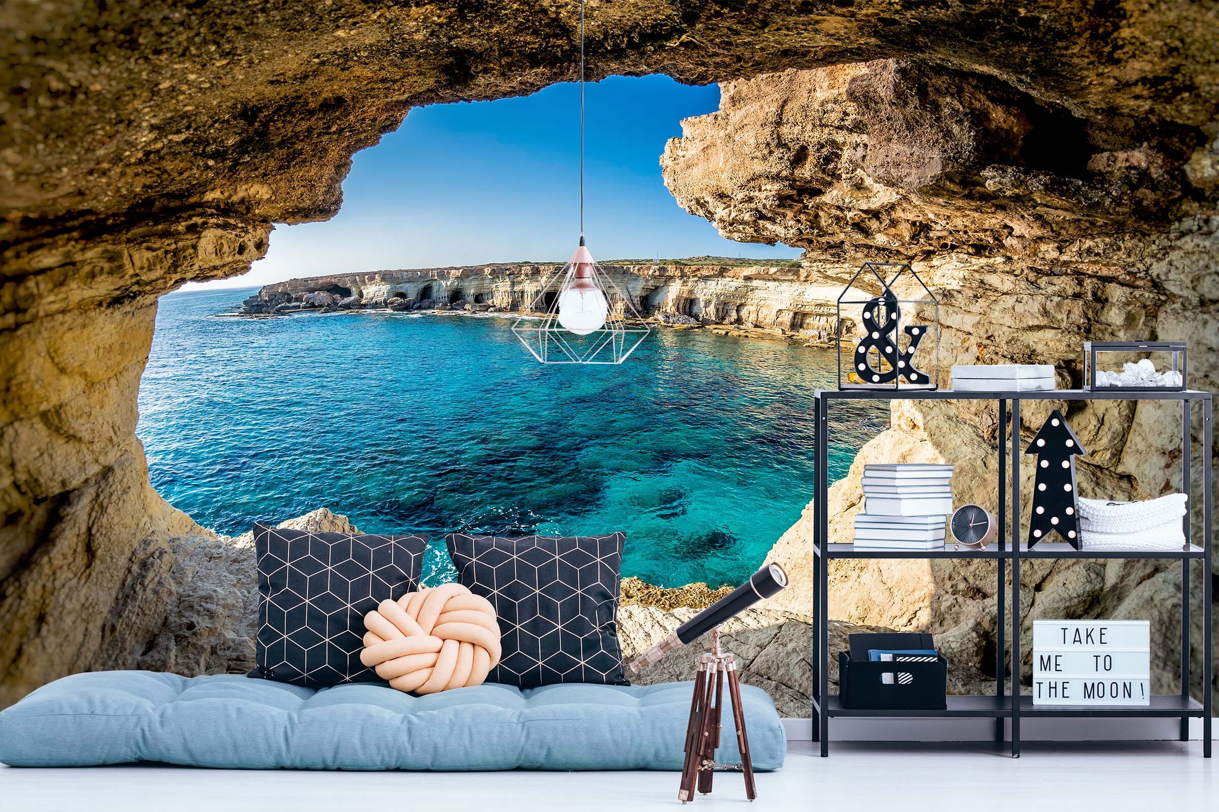 3D Cave Lake 108 Wall Murals Wallpaper AJ Wallpaper 2