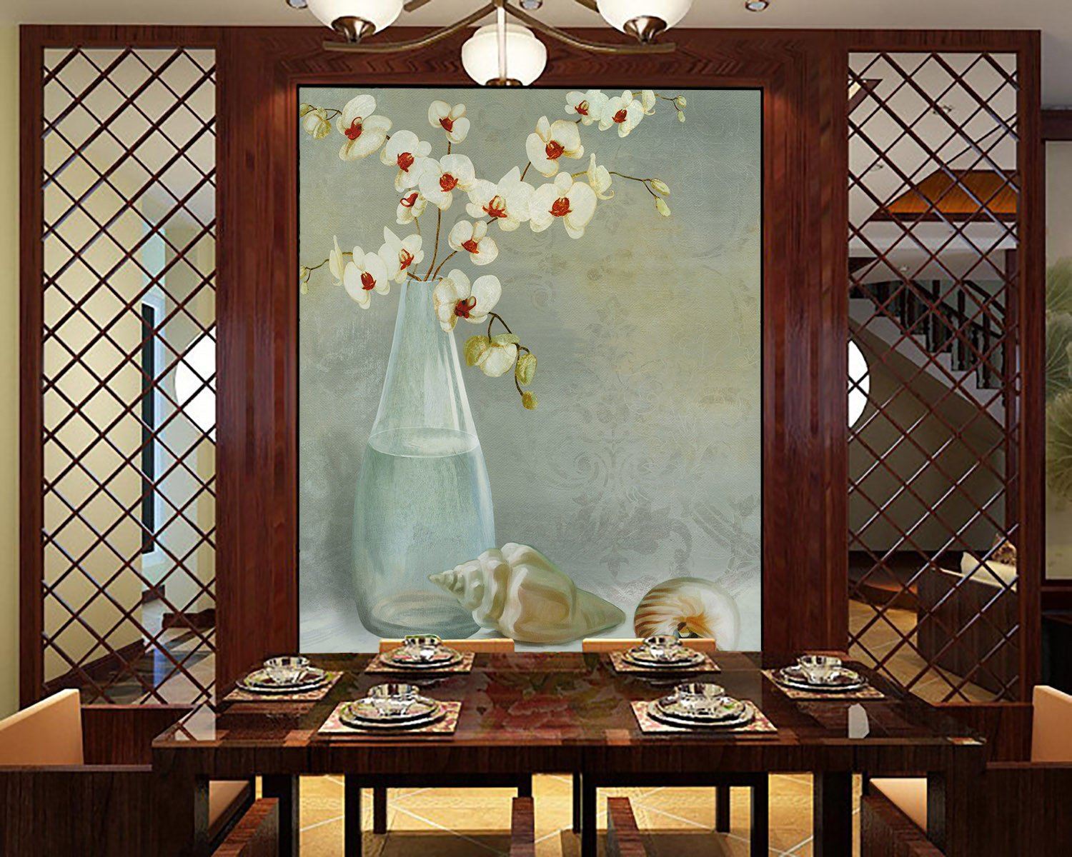 Conchs And Flowers Vase Wallpaper AJ Wallpaper