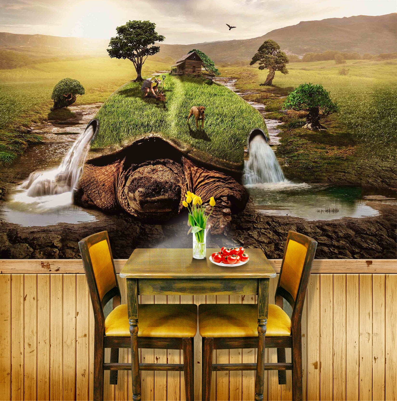3D Greenland Turtle 1060 Wall Murals Wallpaper AJ Wallpaper 2
