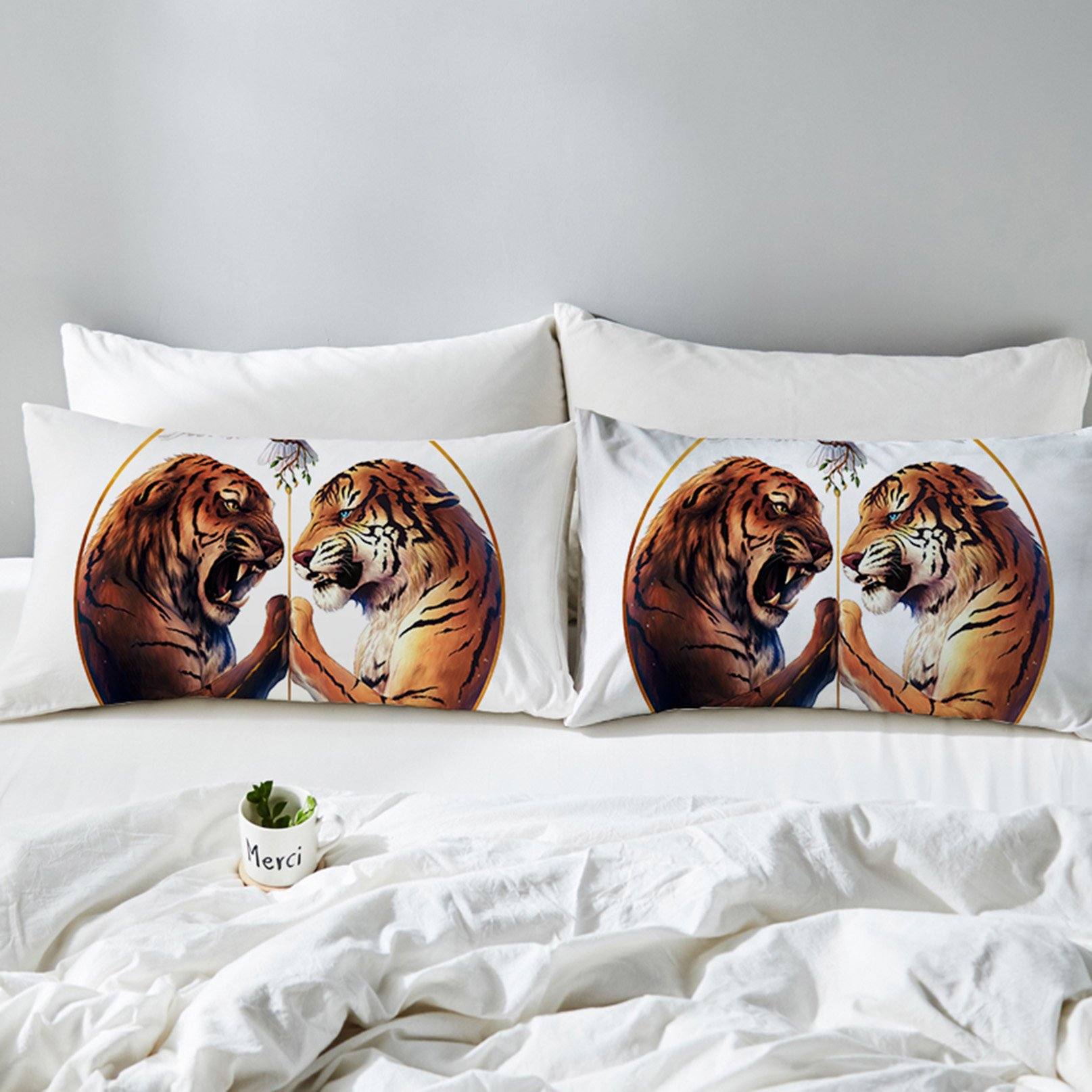3D White Peace Tiger 142 Bed Pillowcases Quilt Wallpaper AJ Wallpaper
