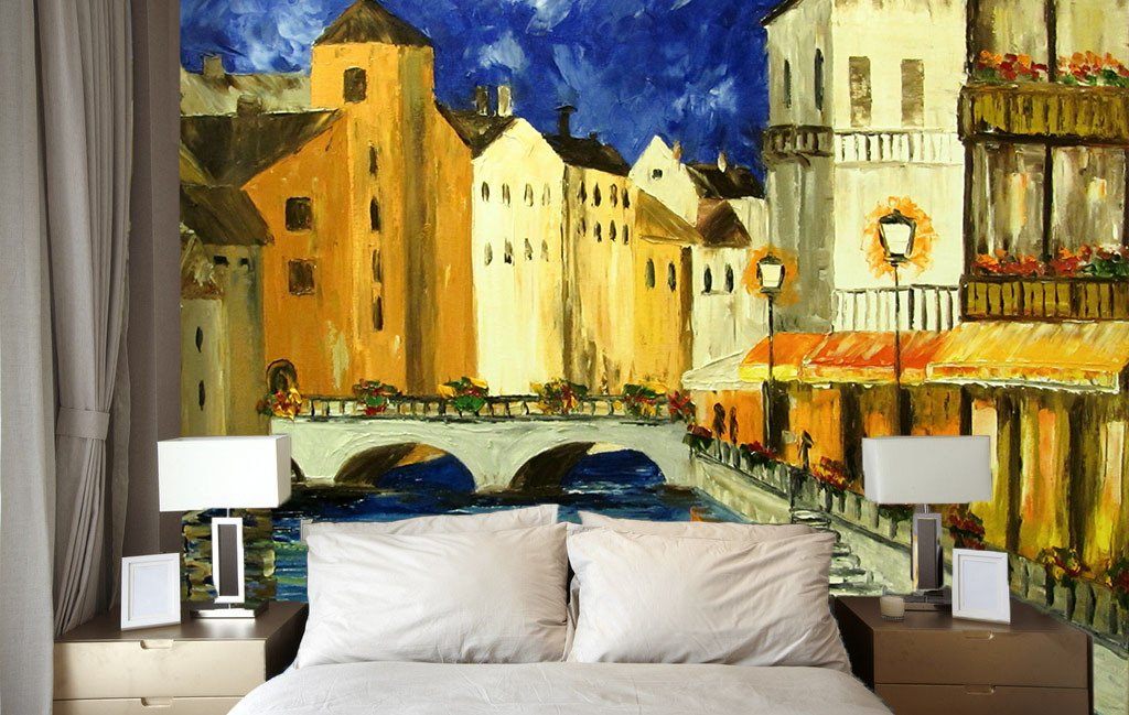 Town Painting Wallpaper AJ Wallpaper 2